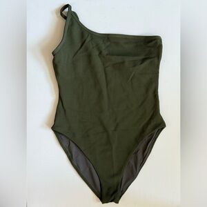 Olive Green One-Shoulder Swimsuit